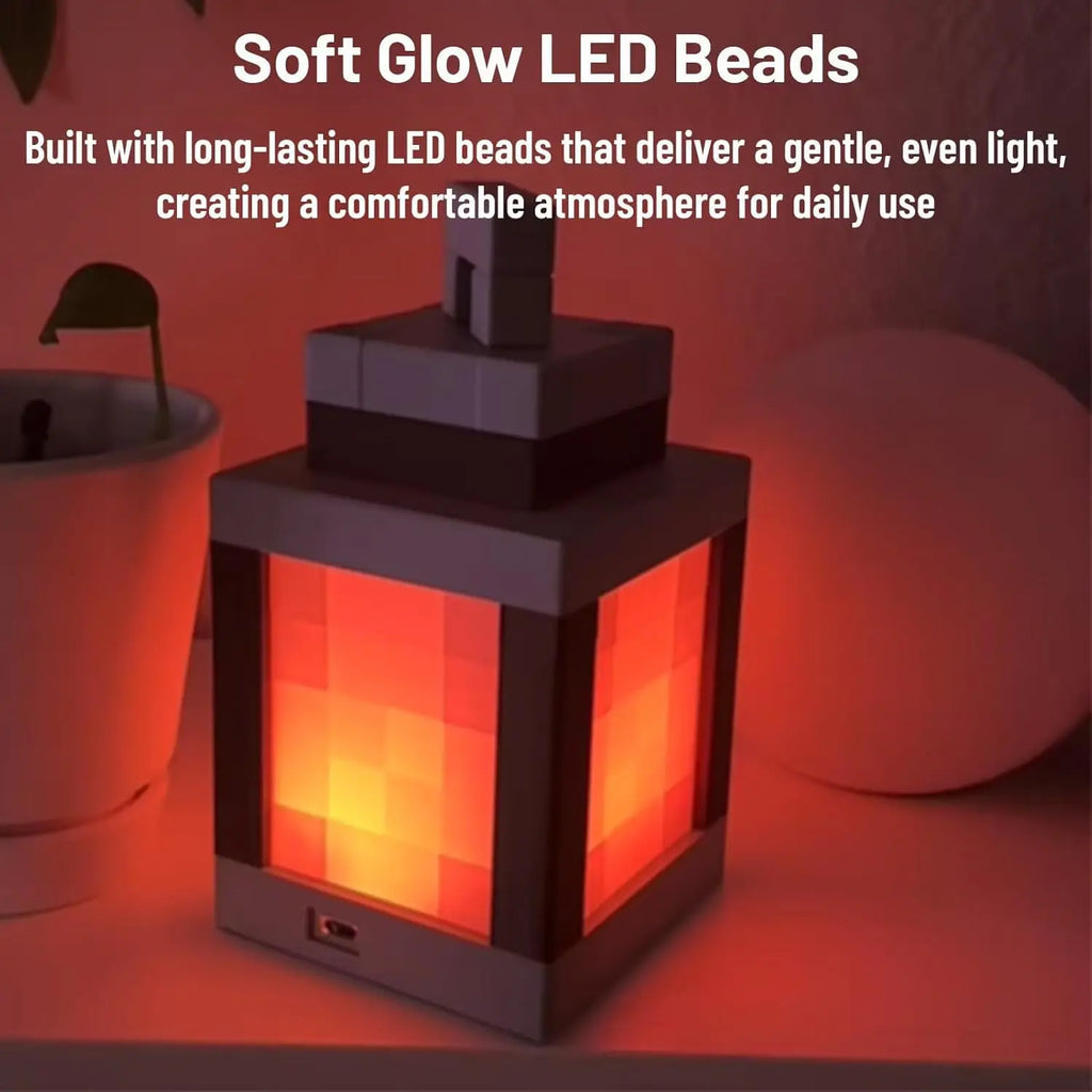 Pixelated Lantern LED Night Light 16-Color LED Wall Mood Night Light with Touch Switch & Remote Control, Rechargeable Table & W