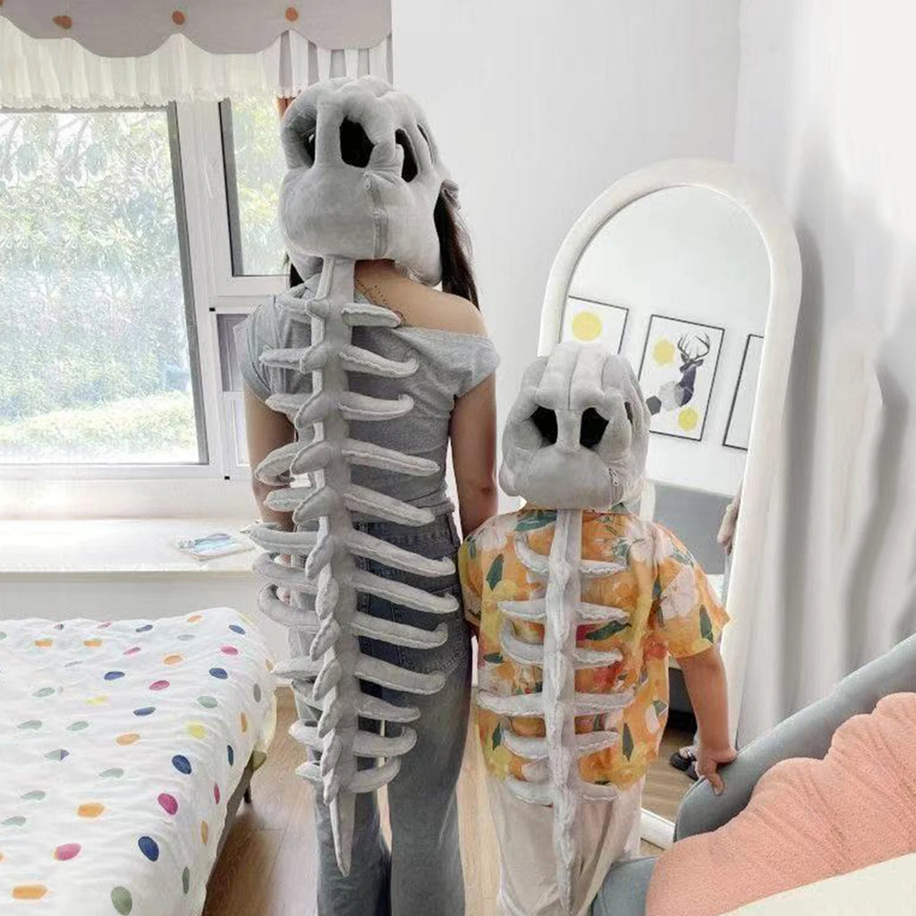 Realistic Dinosaur Skeleton Cosplay Set 90cm – Funny Plush Costume for Halloween & Gifts
