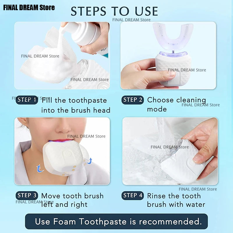U Shaped Type Toothbrush 360 Degrees Ultrasonic Children Whitening Silicone Automatic Electric Toothbrush