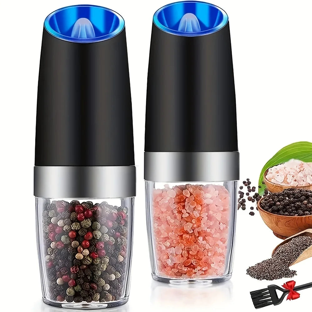 Pepper Grinder, Household Sea Salt Grinder, Electric Adjustable Spice Grinder, Reusable Pepper Crusher, Kitchen Gadget, Adjustable Coarseness, Battery-Powered Led Light, One-Handed Automatic Operation, Suitable for Any Occasi