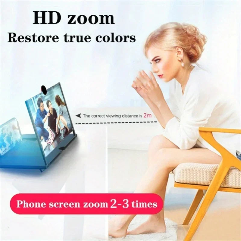 12/10" HD Screen Magnifier Phone Amplifier Anti Blue Light Eye Protection Multi-Function Desktop Stand For iPhone Samsung Xiaomi