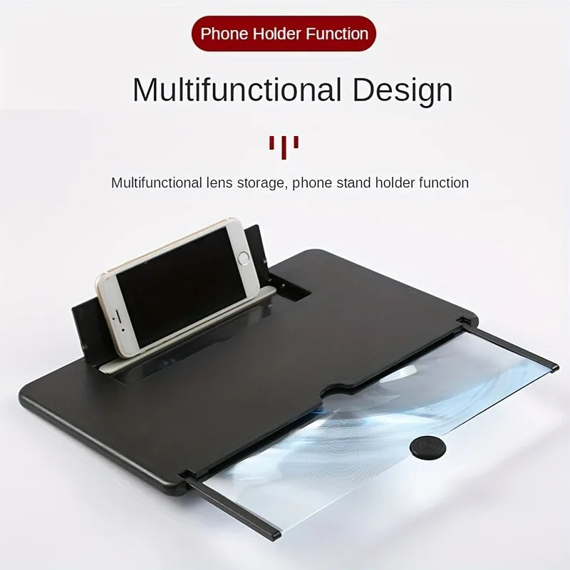 12/10" HD Screen Magnifier Phone Amplifier Anti Blue Light Eye Protection Multi-Function Desktop Stand For iPhone Samsung Xiaomi