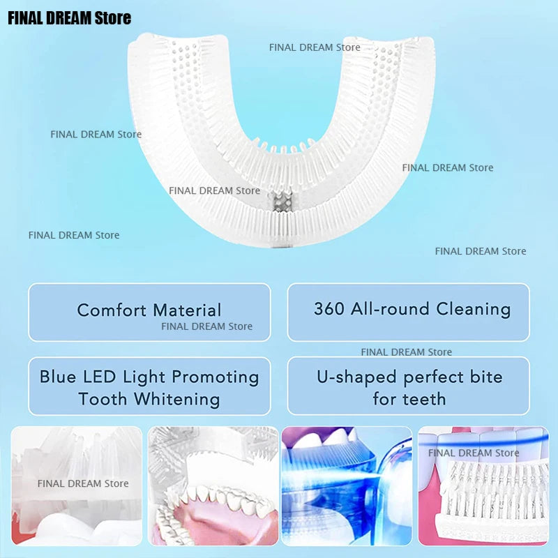 U Shaped Type Toothbrush 360 Degrees Ultrasonic Children Whitening Silicone Automatic Electric Toothbrush