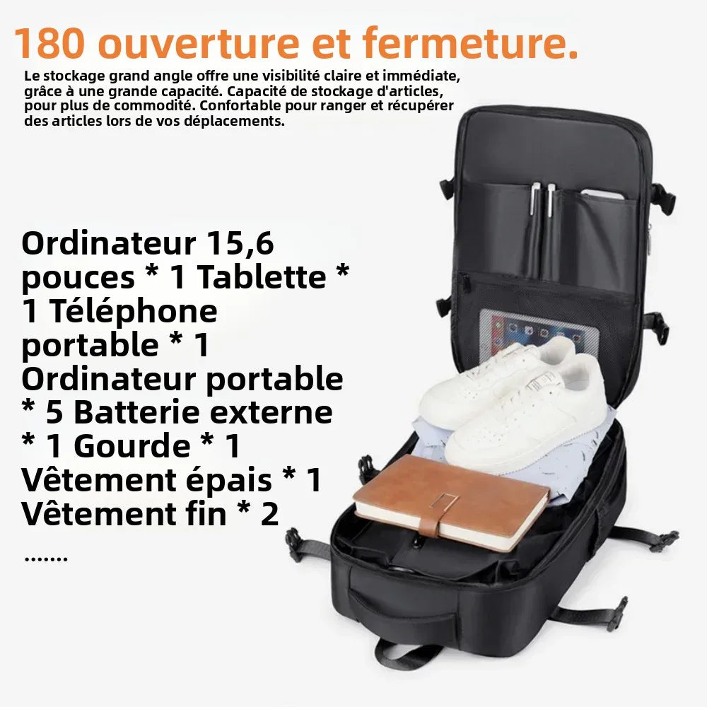 Sac à dos étanche avec système de compression sous vide, grande capacité et compartiment pour ordinateur. Design moderne, rangement organisé et fermeture anti-vol pour protéger les effets personnels lors des déplacements.